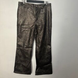 01.01 x BoohooMAN Metallic Wide Moto Pants 34